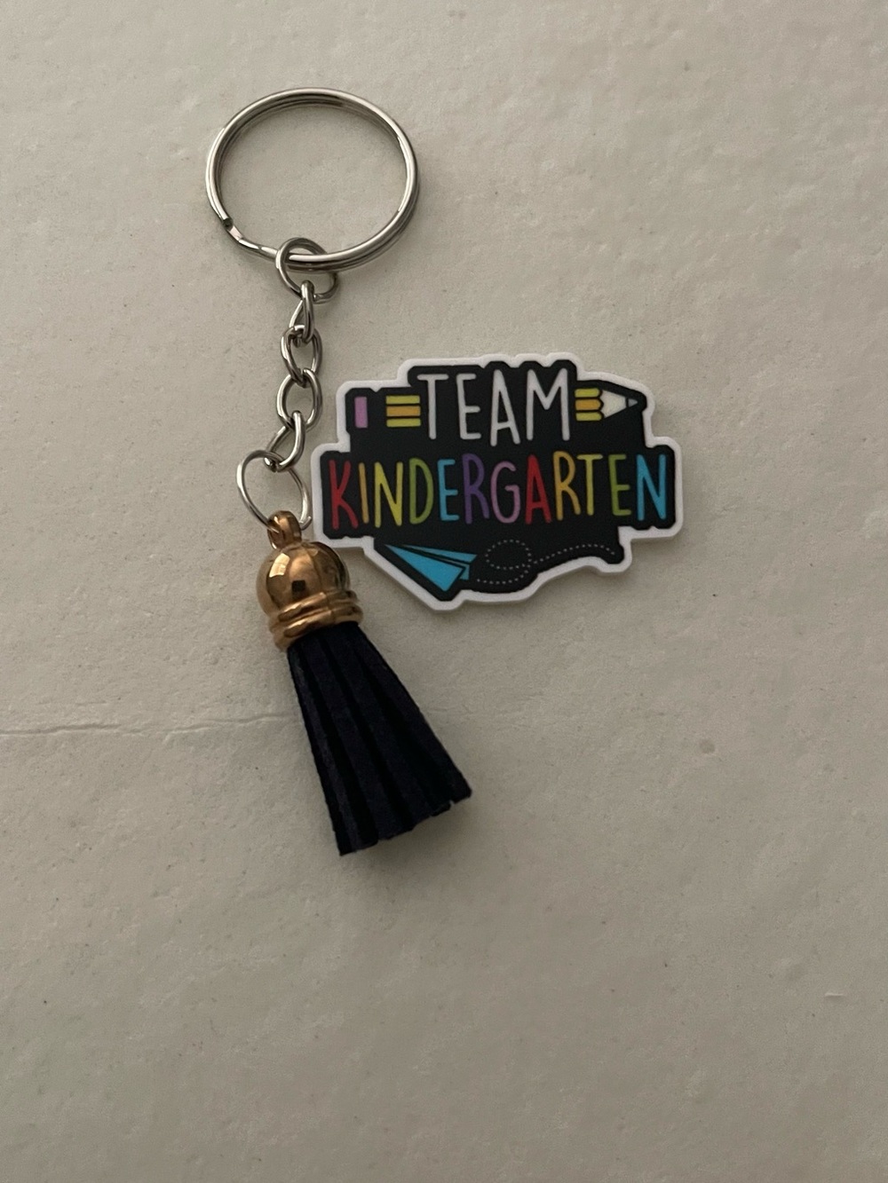 Team Kindergarten Tassel Keychain - Black & Multicolor